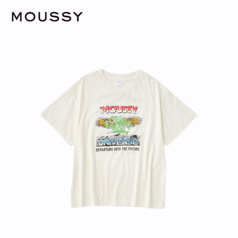 MOUSSY 2024夏季新品美式复古摇滚街头感短袖T恤女010HSQ90-2391-图3