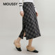 MOUSSY 2026 spring new retro plaid contrasting straight slit skirt for women 028IAA31-1031