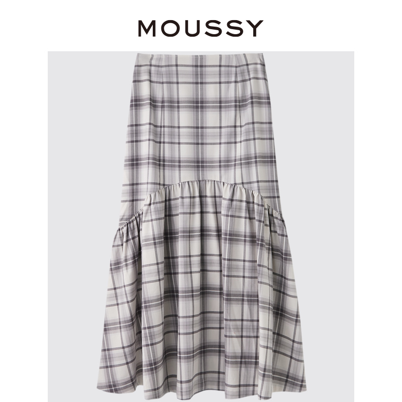 MOUSSY 2024夏季新品日系舒适优雅风清新格纹半身裙028HS930-0351 - 图3