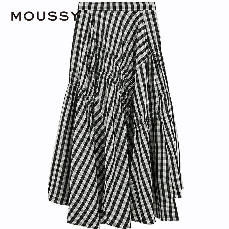 MOUSSY 2024夏季新品文艺感不规则格纹半身裙028HSA30-0701 - 图3