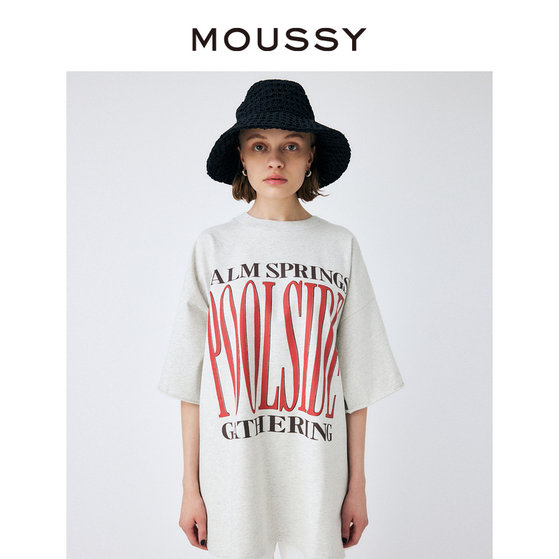 MOUSSY 夏季新品美式街头OVERSIZE字母印花T恤010GSQ90-0650 - 图0