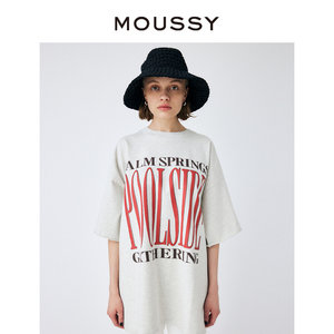 MOUSSY 夏季新品美式街头OVERSIZE字母印花T恤010GSQ90-0650