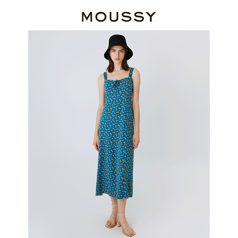 【张淼怡同款】MOUSSY 夏季度假风碎花吊带连衣裙028GSZ30-0590 - 图0