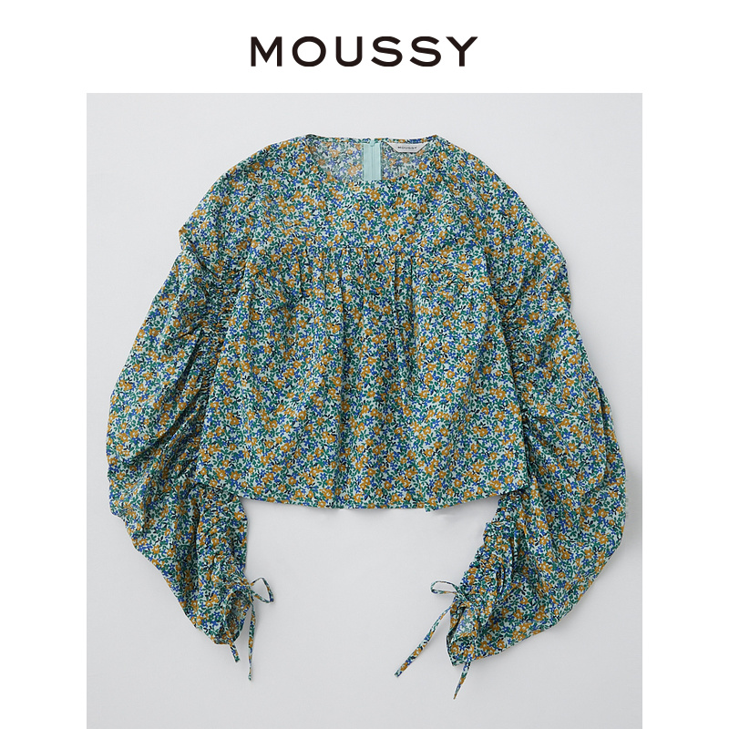 MOUSSY 薄荷曼波风甜美碎花抽褶堆堆袖宽松衬衫女010GSS30-1620 - 图3