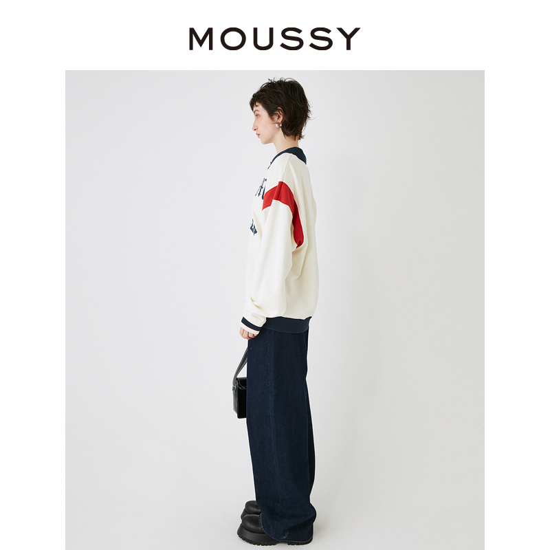 MOUSSY 2024新品可爱米奇图案撞色学院风polo领卫衣028GAY90-5090-图2