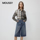 MOUSSY spring new denim style retro distressed wide-leg denim mid-pants for women 028IAA11-1022