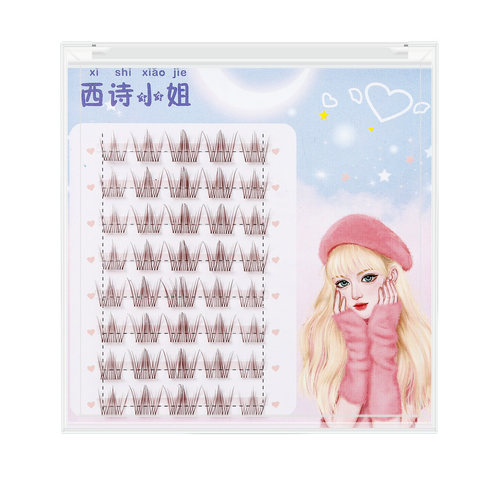 【奶咖色】鱼尾漫画睫！透明梗假睫毛女自然焦糖棕色眼睫毛8-12mm - 图3