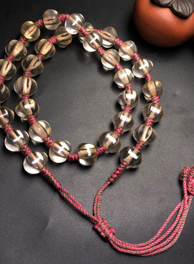 古玩收藏天然老料白水晶老型珠灯笼瓜珠编制项链复古民族风珠串