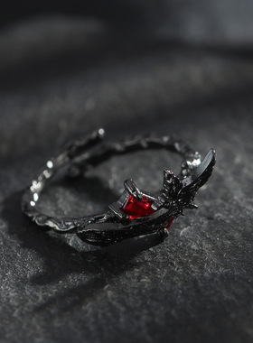 ｛暗黑乌鸦戒指｝甜酷风时尚百搭高级感动漫周边开口ins小众
