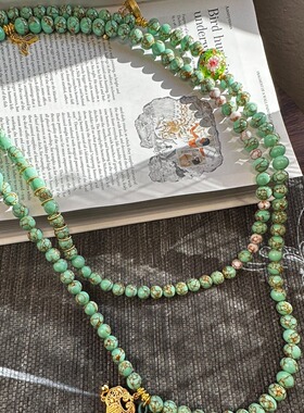 中式配饰金线绿松如意锁流苏斜挎长项链斜挎链春秋衣服装饰挂件潮