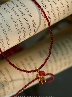 不掉色极细尖晶石紫色串珠锆石项链小众设计显白水晶颈链高级挂件