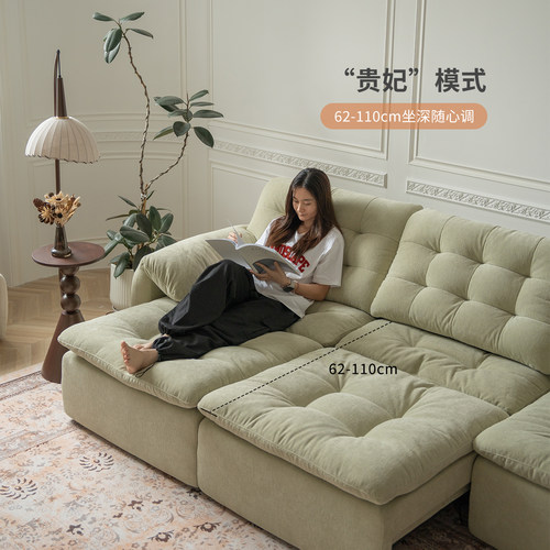 电动古曼沙发高靠背头靠调节猫抓布客厅现代大坐深可伸缩功能沙发 - 图2
