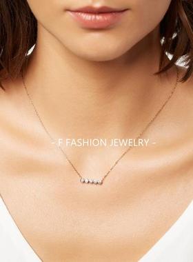 一字单排钻耳钉锁骨链