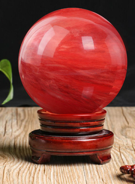 天然红色水晶球客厅招财