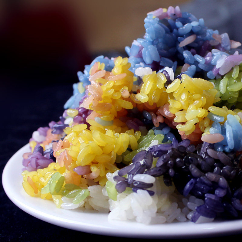 五彩米花米饭彩色米天然植物染料乌饭团粽子七彩色寿司糯大米商用