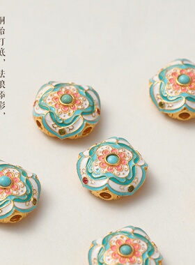 沙金烧蓝景泰蓝圆珠花球保色铜镀隔珠diy串珠饰品配件 厂家货源款