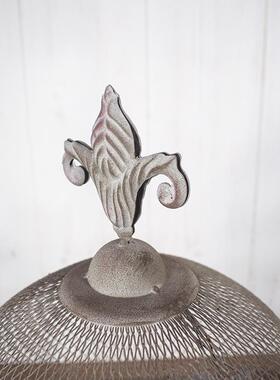 原创设计美式复古做旧铁艺铁网园艺摆件创意花盆抬高盆鸟笼装饰