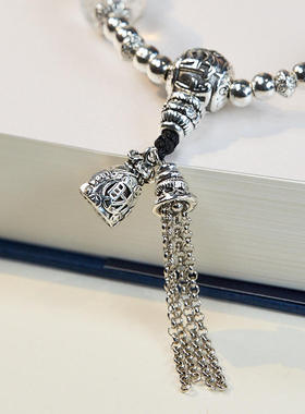 2025杭州灵隐绿幽灵手串平安健康香积流苏藏银水晶礼物女招米手链