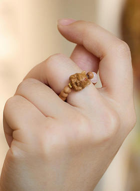 天然4MM印度迈索尔老山檀戒指九尾狐好运桃花戒指闺蜜礼物