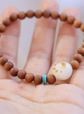 复古檀木佛珠手串菩提根手串情侣款猫爪檀香手饰天然中国风佛珠