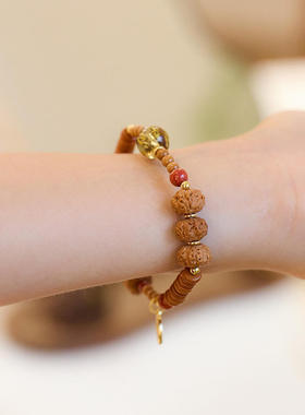 鸡鸣上岸手串 原创金刚菩提手串橄榄核茶晶玛瑙水晶情侣手链