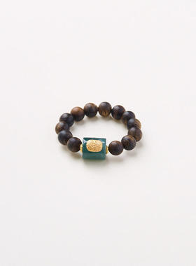 天然4MM海南沉水沉香戒指蓝水翡翠扎基拉姆戒指闺蜜礼物