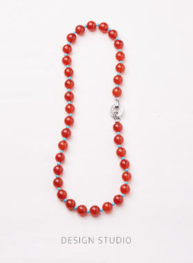 天然红玛瑙项链女新中式Chocker国风珠宝锁骨链本命年红玛瑙