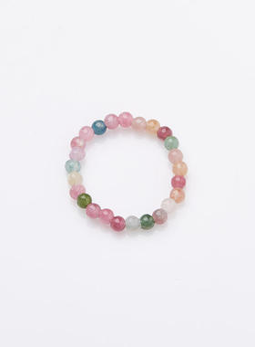 天然碧玺戒指S925爱心钱币银彩虹碧玺戒指新中式水晶宝石指环