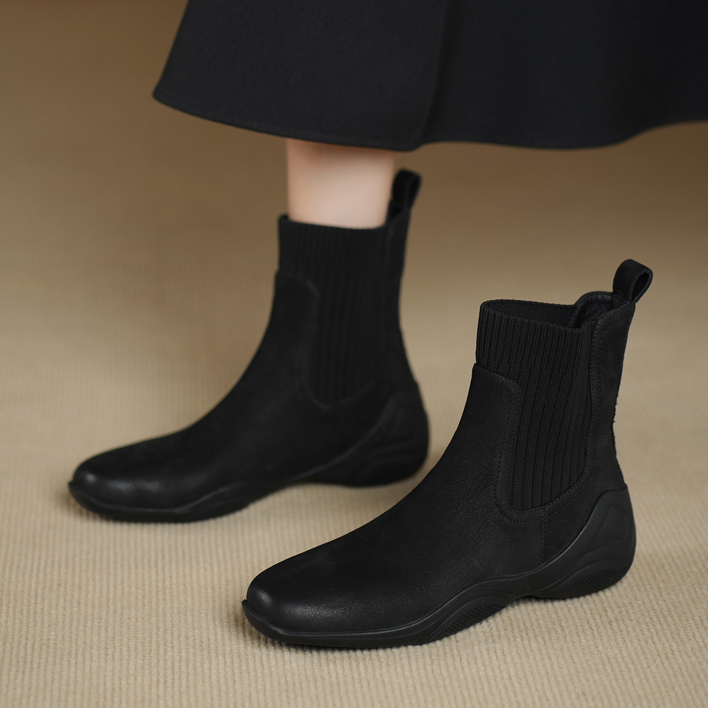 英伦风厚底切尔西短靴女2025秋冬新款真皮复古坡跟软底瘦瘦马丁靴,淘宝优惠券,粉丝福利购,淘宝优惠卷