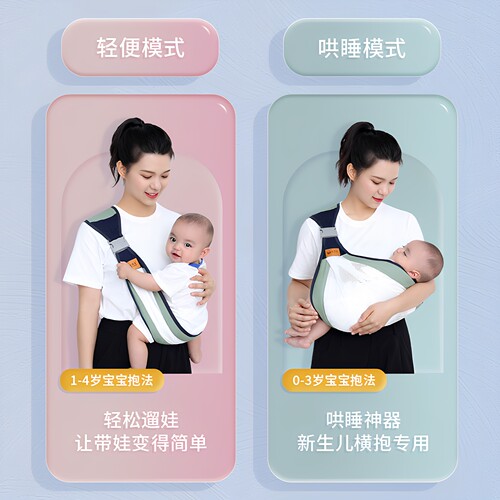 抱娃神器背带婴儿横前抱式宝宝孩子新生儿童腰凳夏季外出轻便简易 - 图0