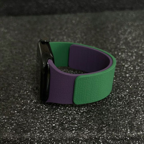 拼色荔枝纹硅胶超强磁吸iWatch11表带适用苹果s10手表s9s8s7女se3 - 图2