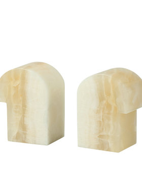 现代简约天然玉石玛瑙石材书挡办公桌装饰摆件树脂底座家居装饰品