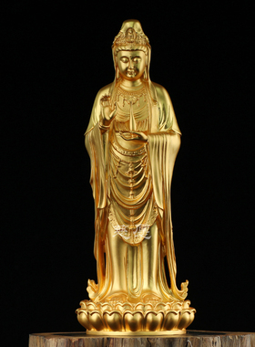 铜贴金普陀山南海观音家居摆件