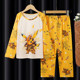 Spring and autumn children's pajamas long -sleeved trousers in the big children's home clothing set boys girl thin Pikachu cute