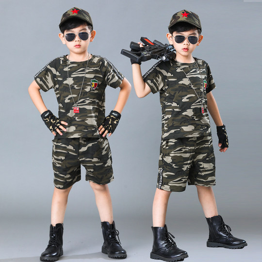 儿童迷彩服套装男童夏季短袖特种兵军装军训演出服装男孩纯棉衣服