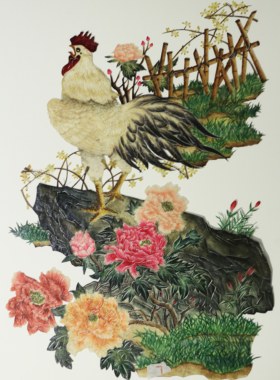非物质华县皮影百鸡图富贵大吉精品创意中式中国风礼品高档装饰