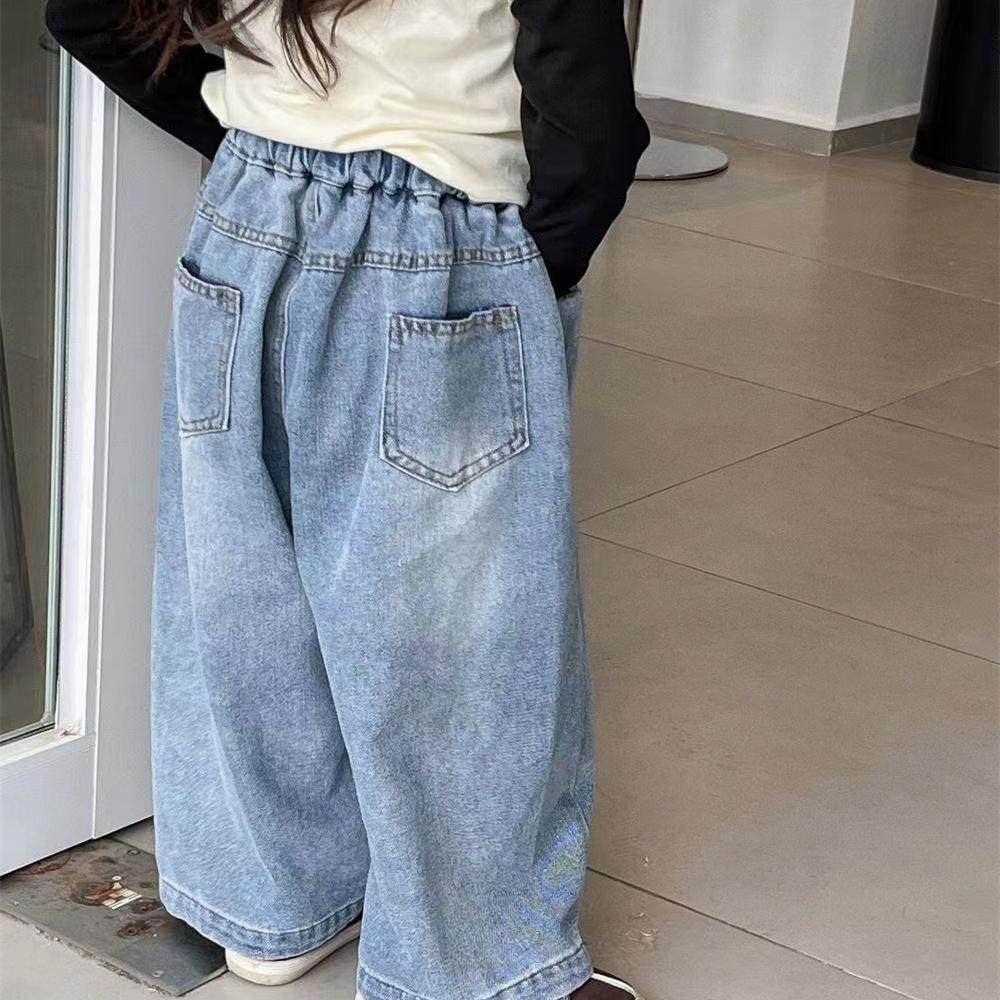 女童阔腿裤子牛仔裤2025春季新款宝宝韩版直筒裤儿童裤子洋气宽松,淘宝优惠券,粉丝福利购,淘宝优惠卷