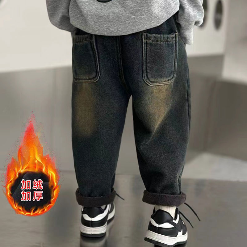 男童牛仔裤复古蓝2025春秋新款宝宝孩子休闲裤子潮流儿童长裤洋气 - 图2