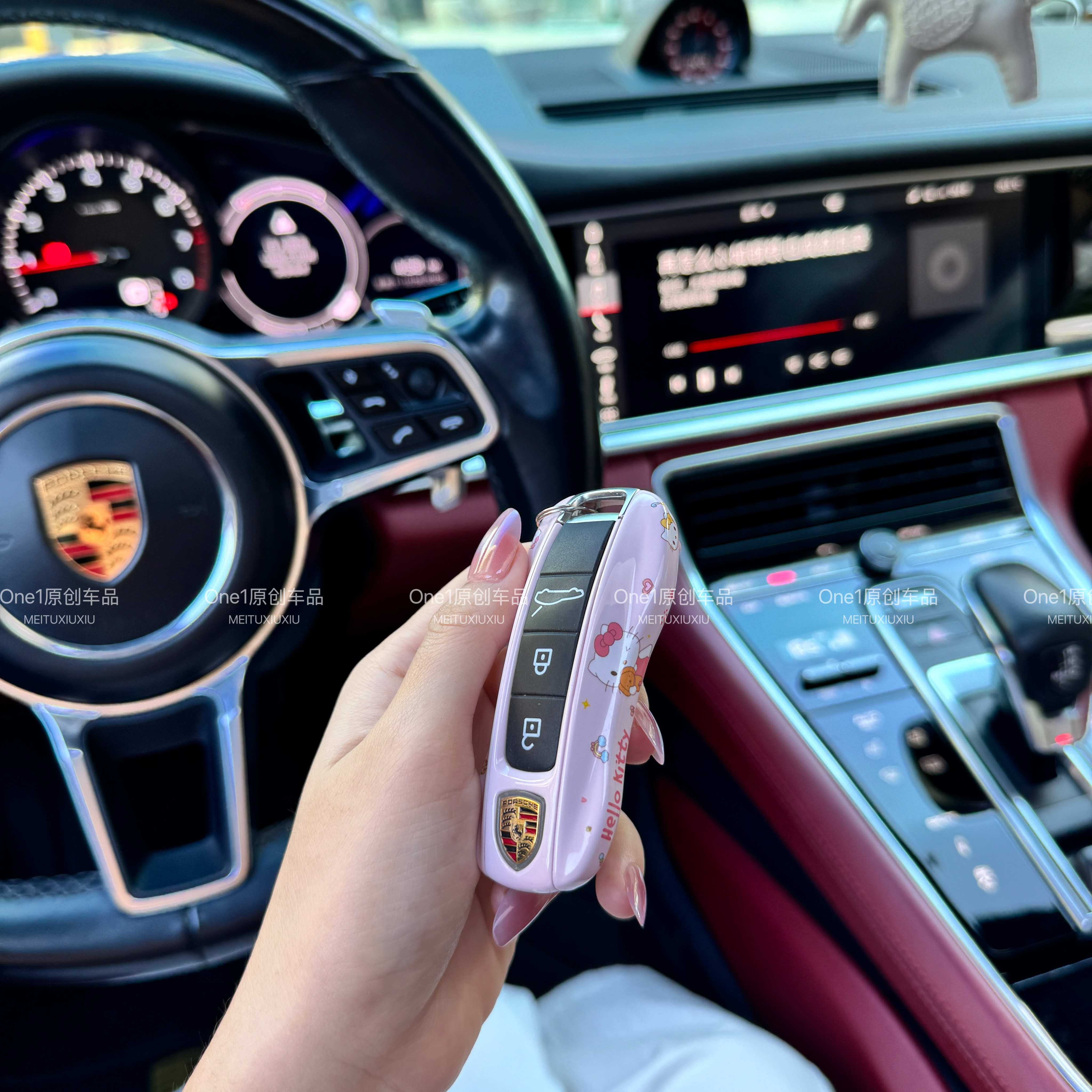 适用保时捷钥匙壳Hellokitty卡宴macan911帕拉梅拉Taycan718壳扣 - 图1