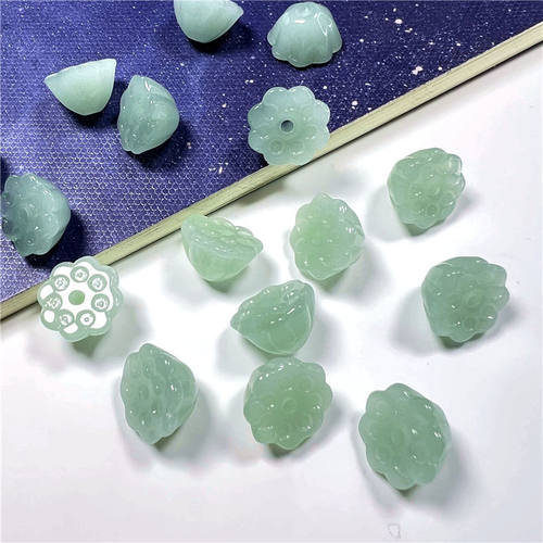捷克玻璃通孔仿玉莲蓬莲子青玉手工diy簪娘古风头饰品吊坠配件 - 图2