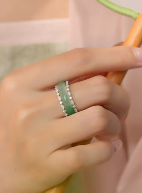 《翠韵》新中式两戴S925银非洲翠爆款大气时尚精致款戒指一款两用