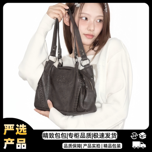 韩国小众ason流浪包同款皮面腋下包大容量单肩百搭手提机车包女 - 图0