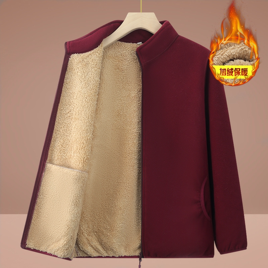 Middle-aged mother's polar fleece jacket with thick fleece