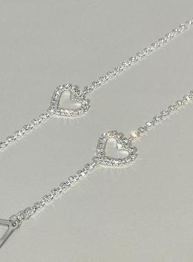 时尚是轮回~爱情公寓林婉瑜同款肩带闪爱心肩链可拆卸胸链配饰