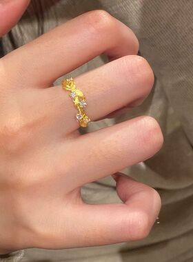 枝叶缠绕戒指女小众高级2025新款不掉色高级感爱神花环食指指环