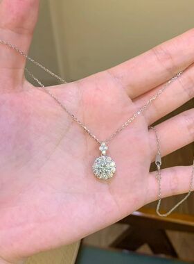 一世繁花满钻项链女轻奢小众ins气质高级感吊坠锁骨链送女友礼物