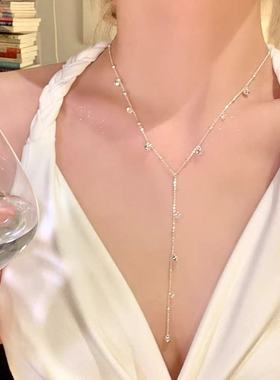 超闪满天星小铃铛流苏项链女轻奢小众高级感锁骨链颈链配饰choker