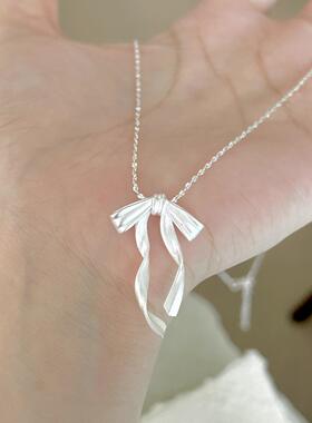 满天星飘带蝴蝶结项链女ins