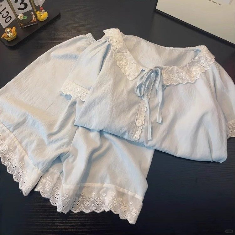 2025年新款睡衣女夏季短袖可爱娃娃领春秋天长袖大码家居服薄套装,淘宝优惠券,粉丝福利购,淘宝优惠卷