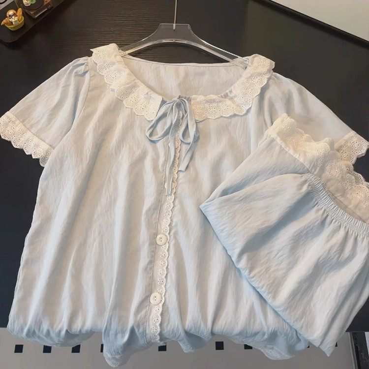 2025年新款睡衣女夏季短袖可爱娃娃领春秋天长袖大码家居服薄套装,淘宝优惠券,粉丝福利购,淘宝优惠卷